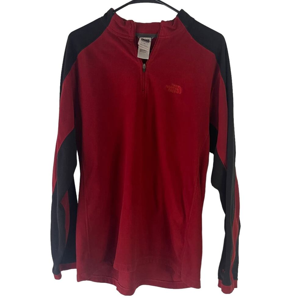 The North Face Men's Size Large Red Black 1/2‎ Zip Tka 100 Pullover Sweater